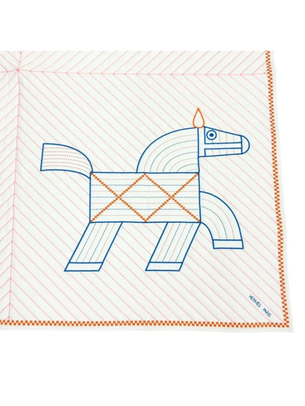 Hermes Quilted Cover Animo Natte Wool Cashmere Ecru Blanket